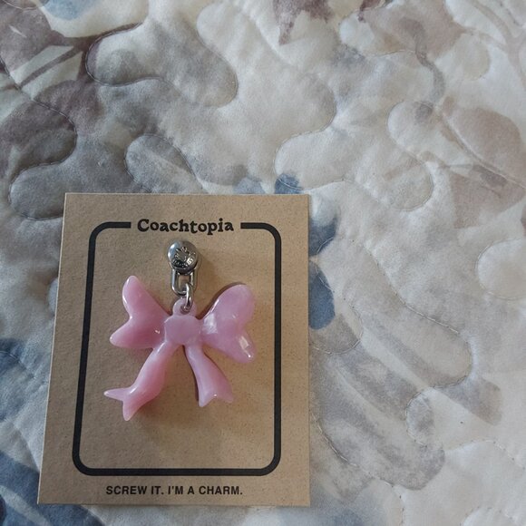 NIP Coachtopia Pink Bow Bag Charm - Picture 7 of 8